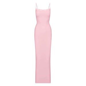 COPY - [NWT] SKIMS FITS EVERYBODY LACE LONG SLIP DRESS | CHERRY BLOSSOM pink si…